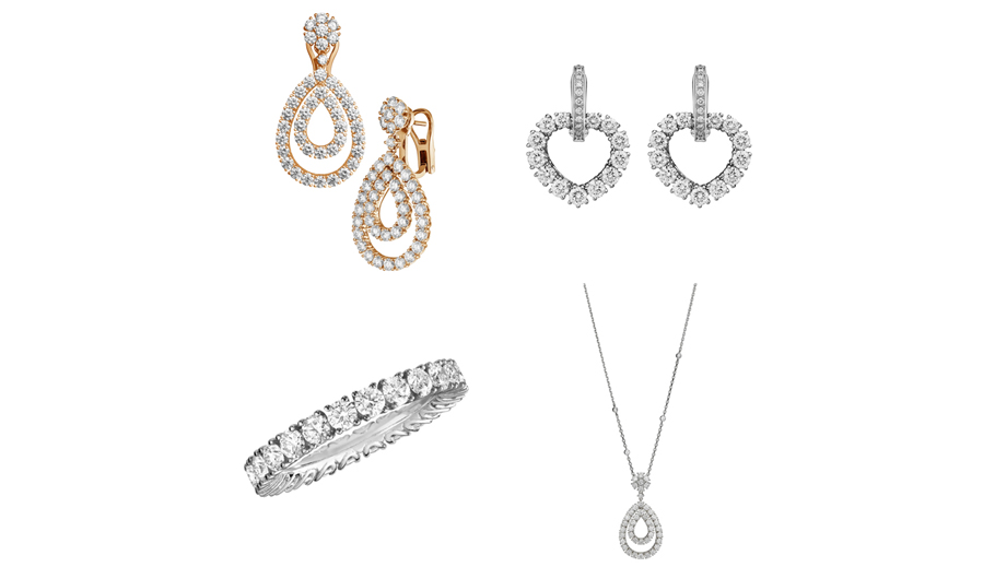 Вариации коллекции Chopard L'Heure du Diamant: серьги, кольцо, подвеска